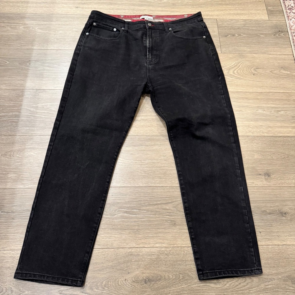 Frye and Co Mens Straight Leg Jeans Faded Black Stretch 38x30 Denim Pants